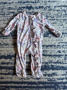Caden Lane Lavender & Pink Floral Ruffle Footie